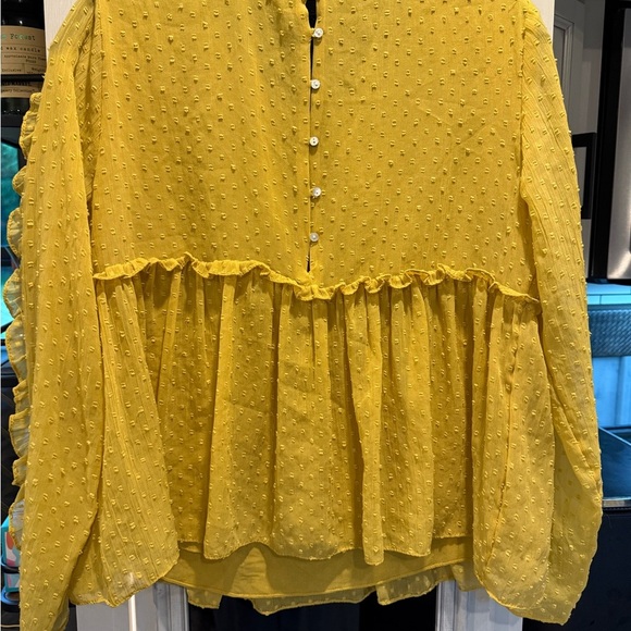 Zara Yellow Embellished Long Sleeve Blouse medium ✨ - Picture 3 of 7